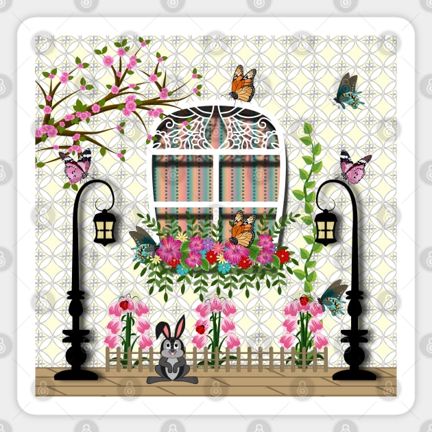 Floral Window Design Sticker by Designoholic